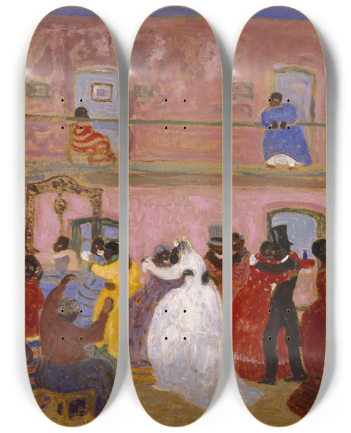 Triptych art skateboard deck of Pedro Figari Off For The Honeymoon by Pedro Figari (1861-1938)