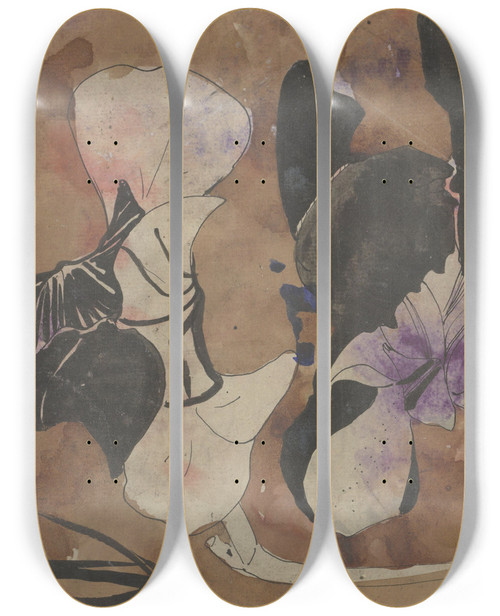 Triptych art skateboard deck of Carel Adolph Lion Cachet Bloemstudie_3 by Carel Adolph Lion Cachet (1864-1945)