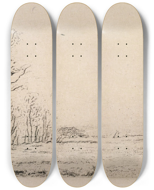 Triptych art skateboard deck of James Ensor Edge Of The Little Wood Ostend by James Ensor (1860-1949)