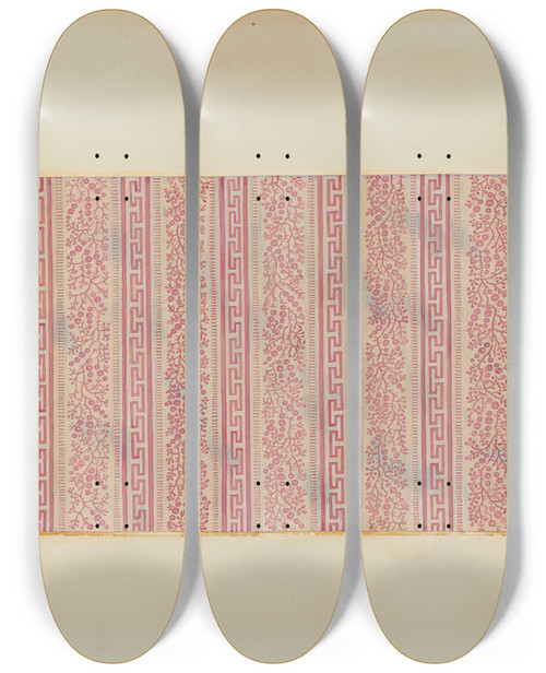 Triptych art skateboard deck of Ivar Julius Girls Wrapper Textile Pattern by Ivar Julius