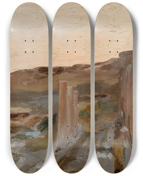 Triptych art skateboard deck of Jan Cigliski Delphi From The Journey To Greece_1 by Jan Ciaglinski (1858-1913)