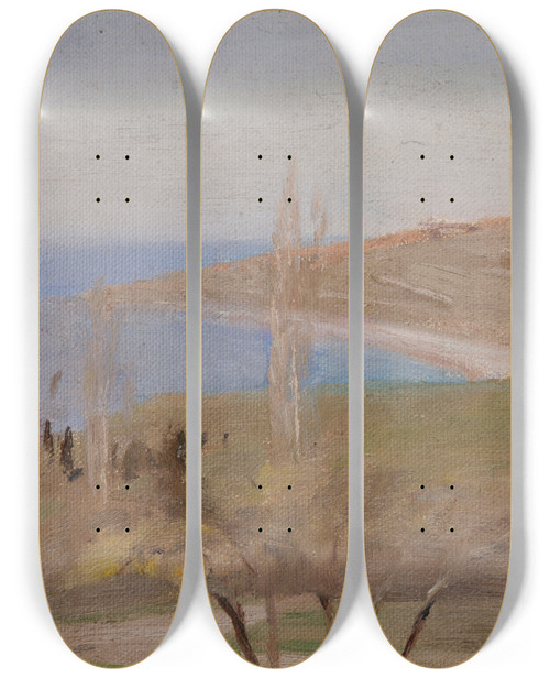 Triptych art skateboard deck of Jan Cigliski Yalta Spring Poplars by Jan Ciaglinski (1858-1913)