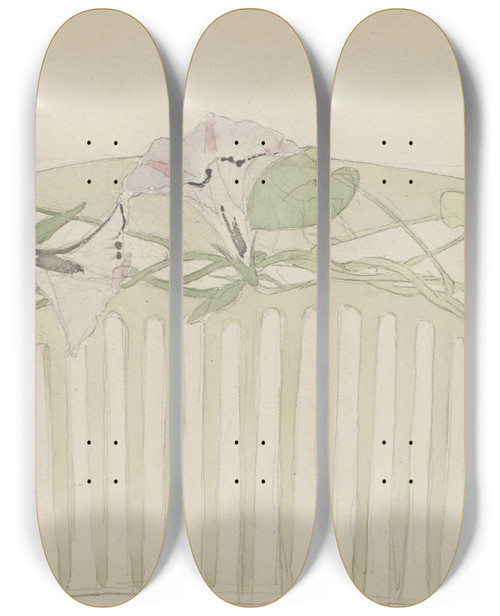 Triptych art skateboard deck of Jules Chadel Ontwerp Voor Een Haarkam by Jules Chadel (1870-1941)