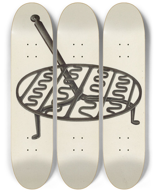 Triptych art skateboard deck of Lon Cronk Trivet by Lon Cronk