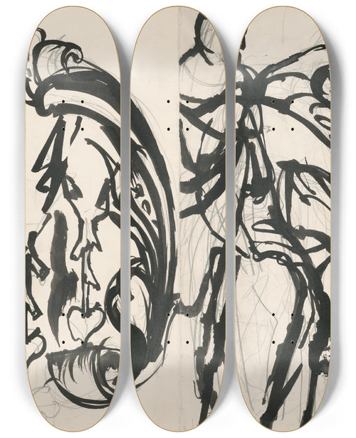 Triptych art skateboard deck of Jn Novk Missionaries Iii by Jan Novak (1921-1944)