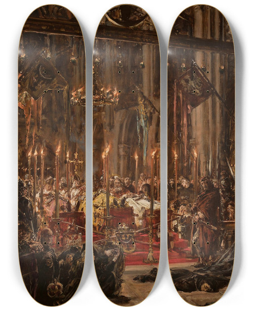 Triptych art skateboard deck of Jan Matejko Defeat At Legnica From The Series History Of Civilization In Poland by Jan Matejko (1838-1893)