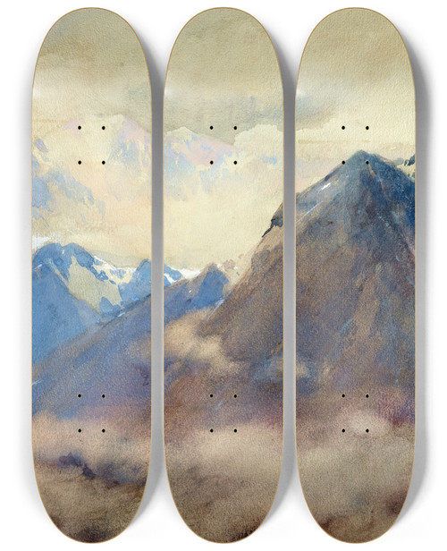 Triptych art skateboard deck of William Henry Holmes The Almightys Own An Impression Of The High Andes_1 by William Henry Holmes (1846-1933)