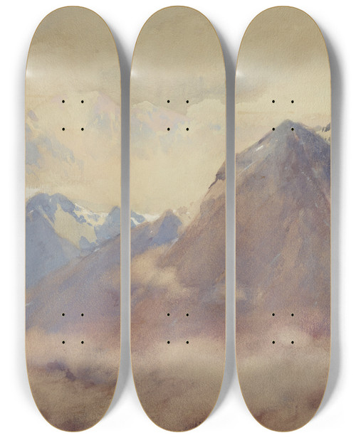 Triptych art skateboard deck of William Henry Holmes The Almightys Own An Impression Of The High Andes_2 by William Henry Holmes (1846-1933)