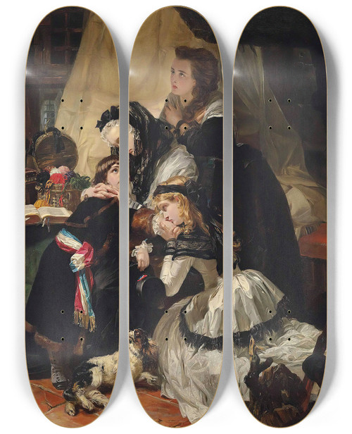 Triptych art skateboard deck of Edward Matthew Ward The Last Parting Of Marie Antoinette And Her Son by Edward Matthew Ward (1816-1879)