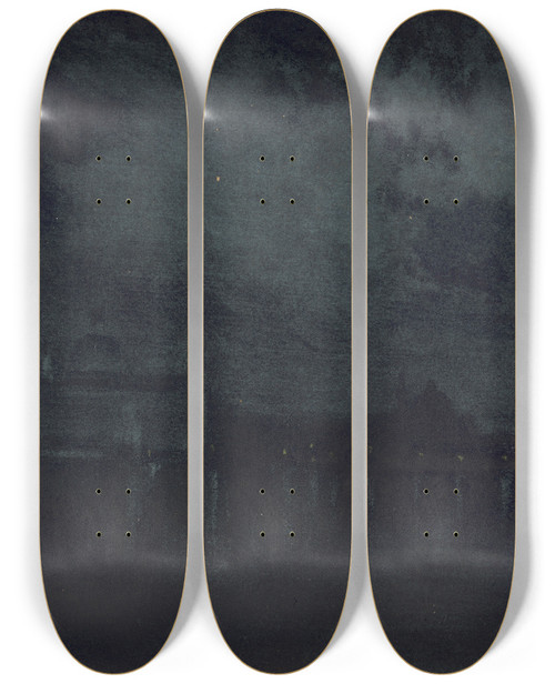 Triptych art skateboard deck of Joseph Pennell Palace At Night by Joseph Pennell (1857-1926)