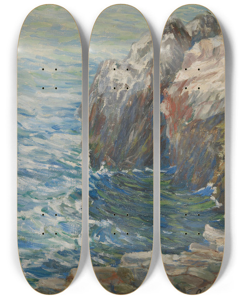 Triptych art skateboard deck of Clara Dobbelaere Cap Dantibes Cte Dazur by Clara Dobbelaere