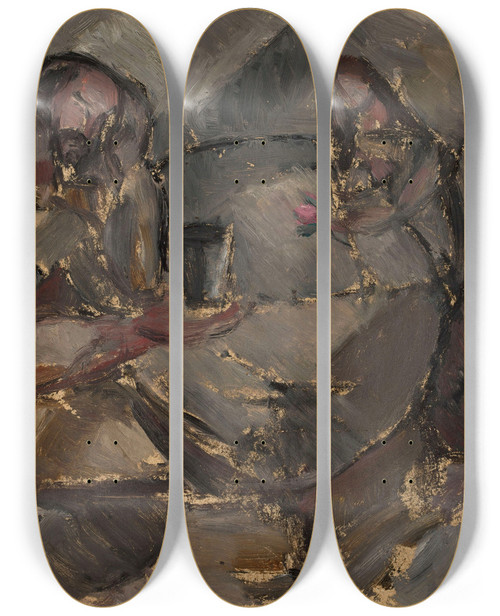 Triptych art skateboard deck of Tadeusz Makowski In A Wine Bar by Tadeusz Makowski (1882-1932)