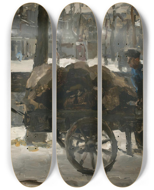 Triptych art skateboard deck of Isaac Israls Theprinsengracht Near The Noordermarkt Amsterdam by Isaac Israels (1865-1934)