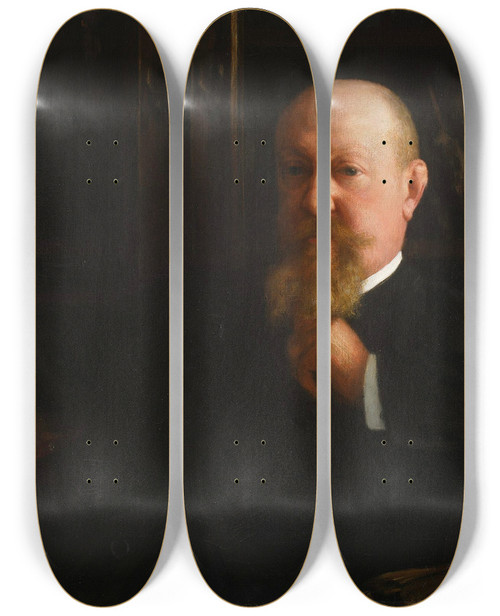 Triptych art skateboard deck of Jzef Pankiewicz Portrait Of Adam Maksymilian Oderfeld by Jozef Pankiewicz (1866-1940)