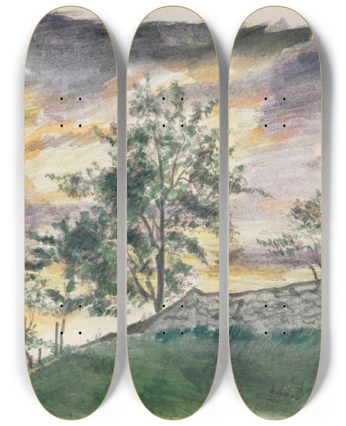 Triptych art skateboard deck of Karl Wiener Steinberg_1 by Karl Wiener (1901-1949)