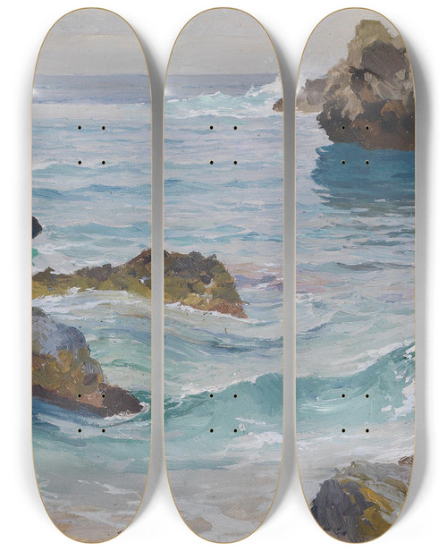 Triptych art skateboard deck of Paul Von Spaun Meeresbrandung_1 by Paul Von Spaun (1876-1932)