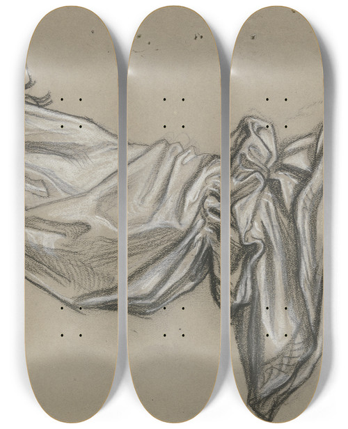 Triptych art skateboard deck of Victor Mller Gefltelter Rmel Eines Frauengewandes by Victor Muller (1829-1871)