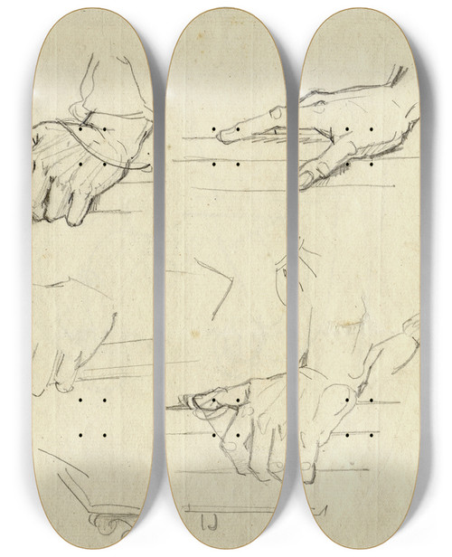 Triptych art skateboard deck of David Humbert De Superville Div Handen Ea Details by David Humbert De Superville (1770-1849)