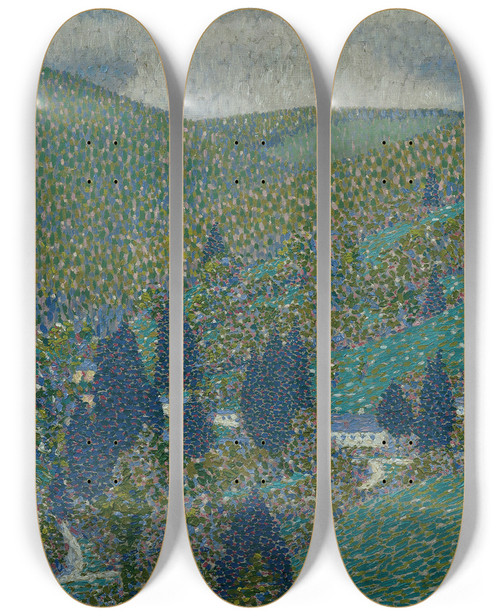 Triptych art skateboard deck of Rudolf Junk Sommer by Rudolf Junk (1880-1943)