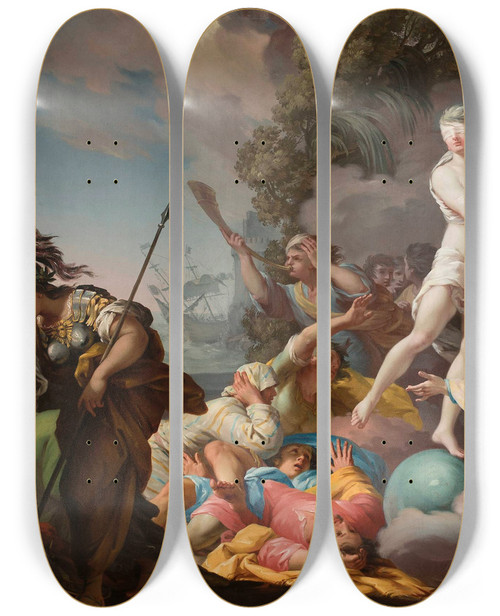 Triptych art skateboard deck of Tadeusz Kuntzekonicz Fortune by Tadeusz Kuntze-Konicz (1733-1793)