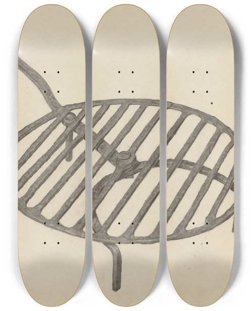 Triptych art skateboard deck of American 20Th Century Warmer by American 20Th Century