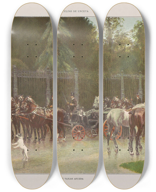 Triptych art skateboard deck of Miguel Segui Publisher Album Salon Pl17 by Miguel Segui (Publisher) (19-)