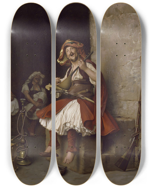 Triptych art skateboard deck of Jeanlon Grme Bashibazouk Singing by Jean-Lon Grme (1824-1904)