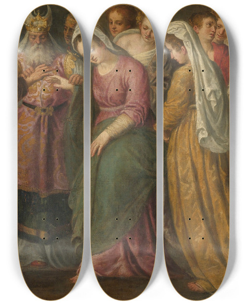 Triptych art skateboard deck of Giuseppe Porta The Marriage Of Joseph And Mary by Giuseppe Porta (1520-1575)