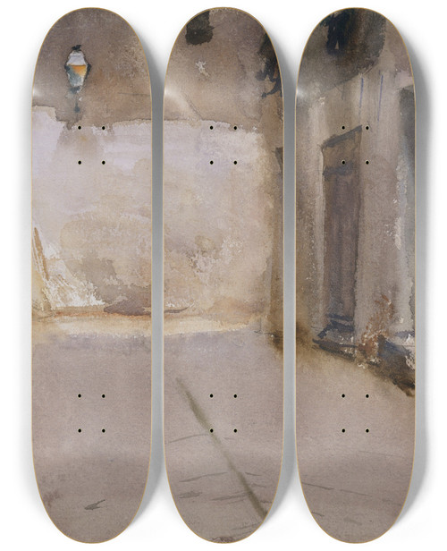 Triptych art skateboard deck of John Singer Sargent Venice_1 by John Singer Sargent (1856-1925)