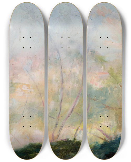 Triptych art skateboard deck of Jan Cigliski View Of Yalta From Bakhchidere From The Journey To Crimea by Jan Ciaglinski (1858-1913)