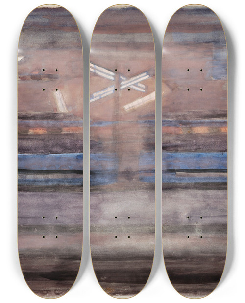 Triptych art skateboard deck of Otto Meyeramden Paradeplatz Zrich by Otto Meyer-Amden (1885-1933)