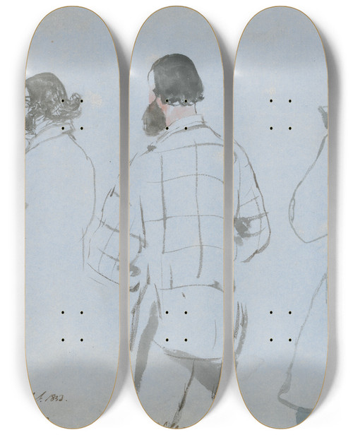 Triptych art skateboard deck of Sir Edwin Henry Landseer A Shooting Party Lord Ossulston Mr W Wells Lord Abercorn And Sir E Landseer by Sir Edwin Henry Landseer (1802-1873)