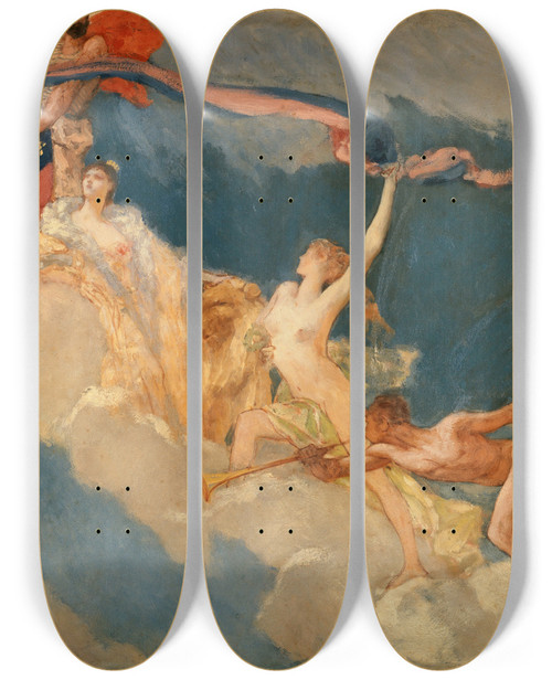 Triptych art skateboard deck of Jeanjosephbenjamin Constant La Ville De Paris Conviant Le Monde Ses Ftes_2 by Jean-Joseph-Benjamin Constant (1845-1902)