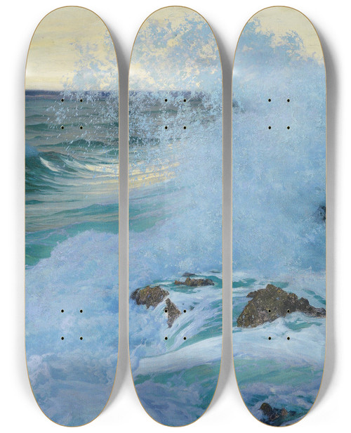 Triptych art skateboard deck of Paul Von Spaun Meeresbrandung_2 by Paul Von Spaun (1876-1932)