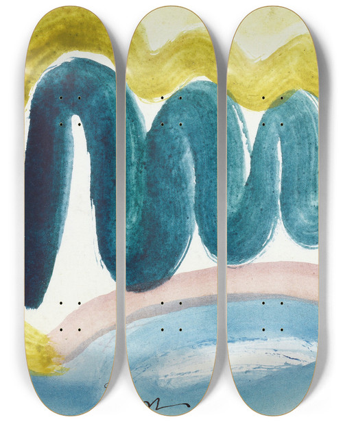 Triptych art skateboard deck of Arthur Dove Pond In Sunlight by Arthur Dove (1880-1946)
