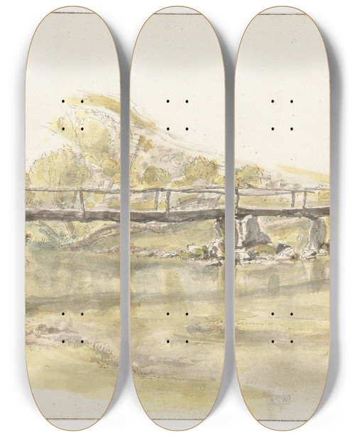Triptych art skateboard deck of Gillis Neyts Houten Bruggetje by Gillis Neyts (1618-1678)