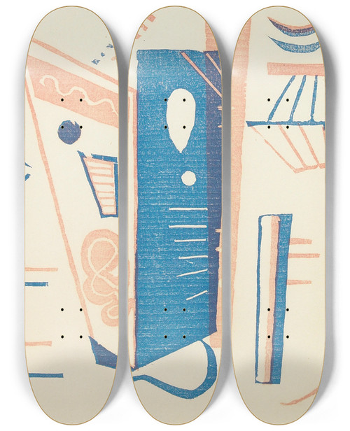 Triptych art skateboard deck of Wassily Kandinsky Untitled From Xxe Sicle by Wassily Kandinsky (1866-1944)