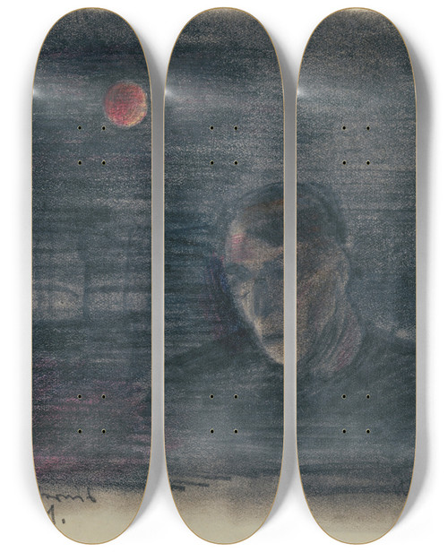 Triptych art skateboard deck of Karl Wiener Mein Geburtstag by Karl Wiener (1901-1949)