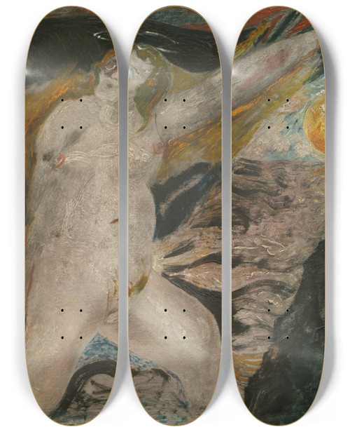 Triptych art skateboard deck of Ernst Josephson Sveas Banner by Ernst Josephson (1851-1906)