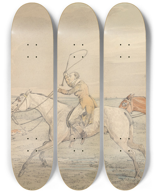 Triptych art skateboard deck of Henry Thomas Alken Some Do And Some Dont It Is All A Notion Getting Dead Beat by Henry Thomas Alken (1785-1851)