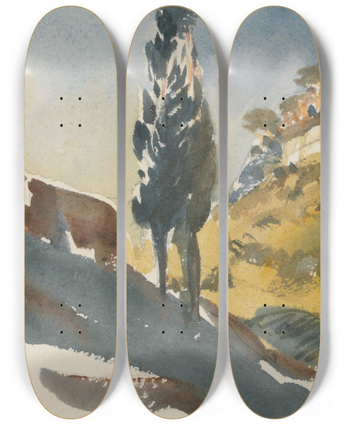 Triptych art skateboard deck of Barbara Bodichon Sketchbook_25 by Barbara Bodichon (1827-1891)