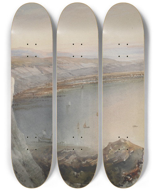 Triptych art skateboard deck of Henry Carter Speeton Cliffs Filey Yorkshire by Henry Carter
