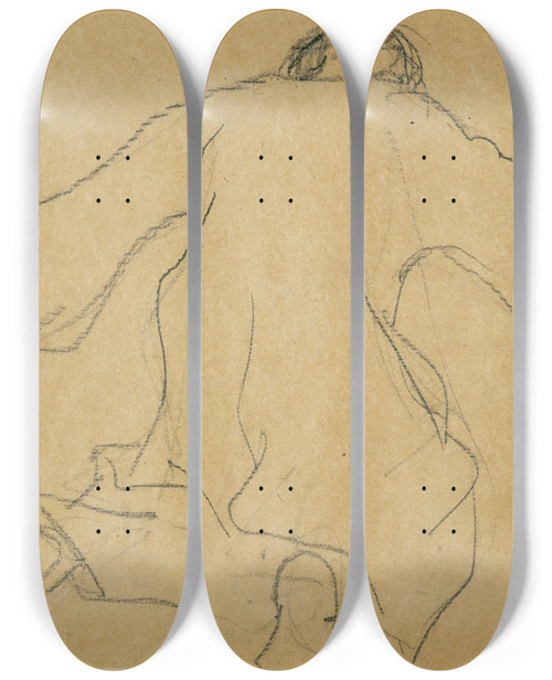 Triptych art skateboard deck of Broncia Kollerpinell Werden Und Vergehen Entwurfsskizze by Broncia Koller Pinell (1863-1934)