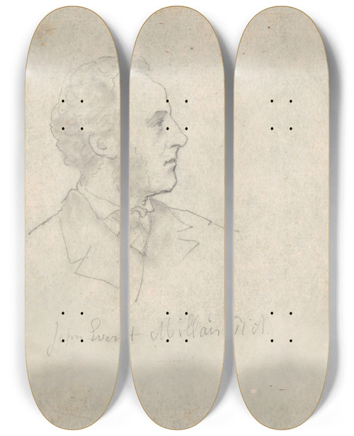 Triptych art skateboard deck of Nicaise De Keyser The Painter John Everett Millais by Nicaise De Keyser (1813-1887)