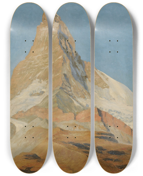Triptych art skateboard deck of Rgnault Sarasin The Matterhorn by Regnault Sarasin (1886-1943)