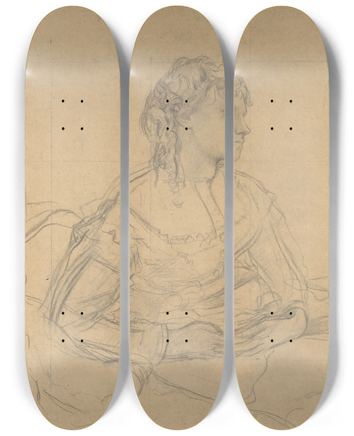 Triptych art skateboard deck of Edgar Degas Study For Mme Thodore Gobillard Ne Yves Morisot by Edgar Degas (1834-1917)