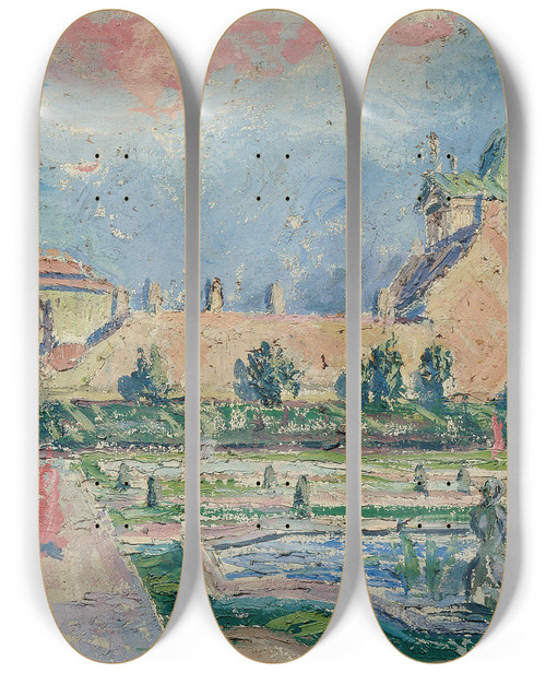 Triptych art skateboard deck of Johann Laurer Studie Vom Belvedere by Johann Laurer (1892-1949)