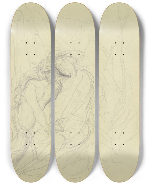 Triptych art skateboard deck of Victor Mller Titania And Bottom_2 by Victor Muller (1829-1871)