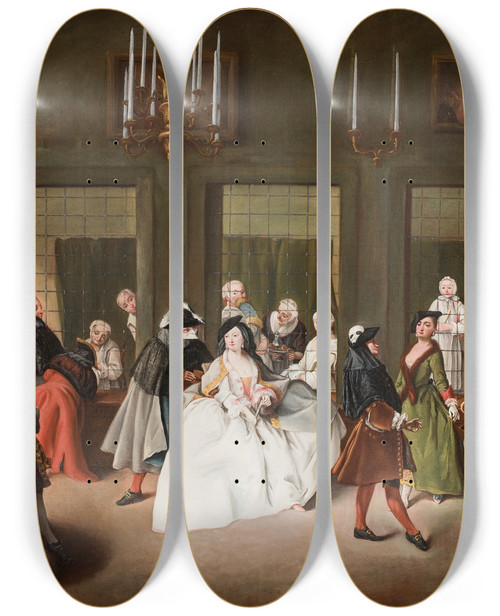 Triptych art skateboard deck of Pietro Longhi The Convent Parlour by Pietro Longhi (1702-1785)
