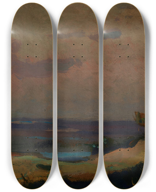 Triptych art skateboard deck of Jan Stanislawski Dusk by Jan Stanislawski (1860-1907)